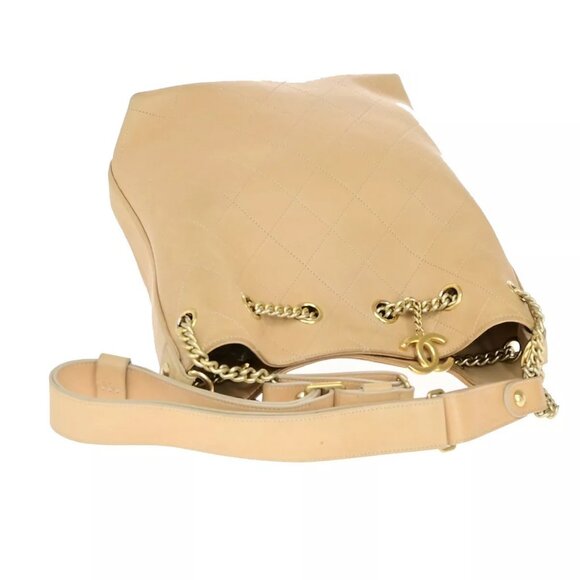 CHANEL CC Logo Matelasse 2Way Chain Shoulder Hand Bag Leather Beige - Picture 15 of 16